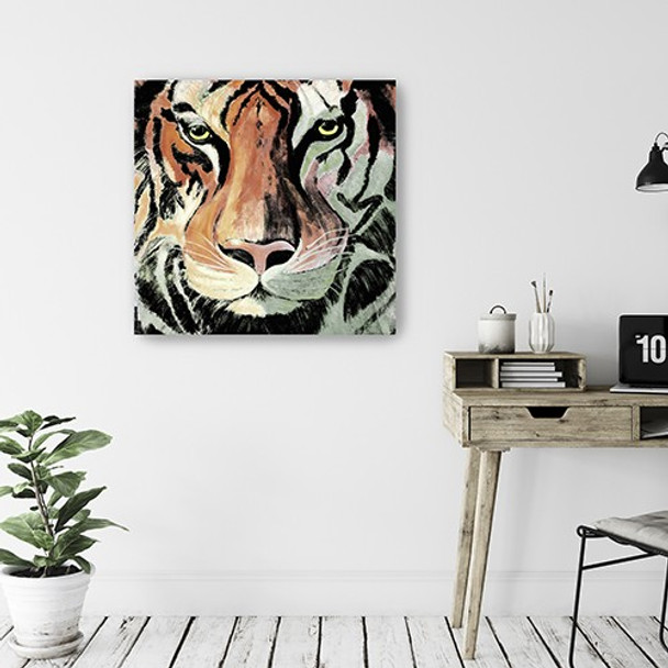 20" Staring Tiger Portrait Canvas Wall Art