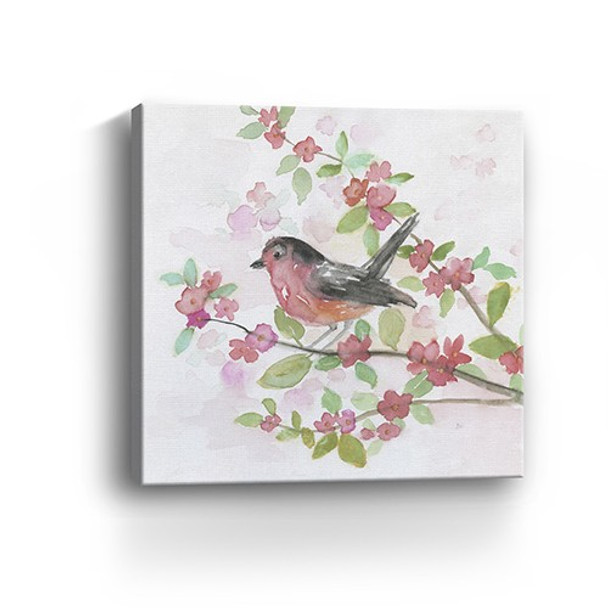 40" Flower and Bird Canvas Wall Art