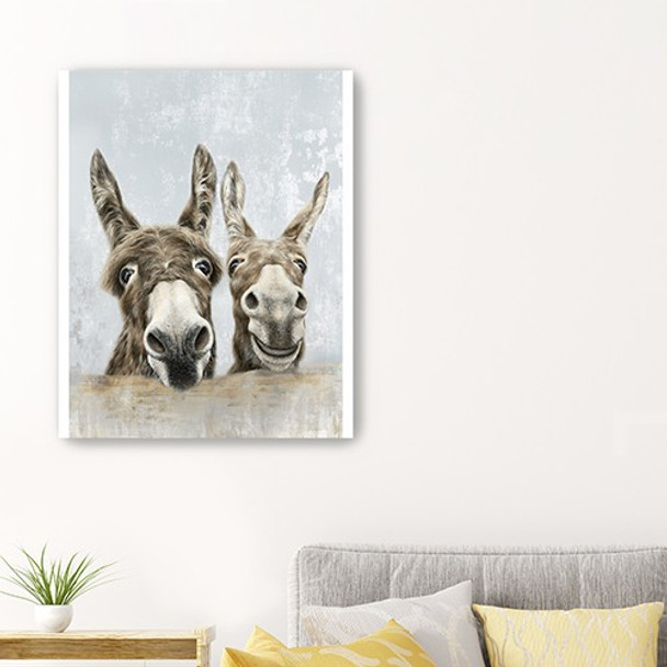 32" Cute Donkeys Canvas Wal Art