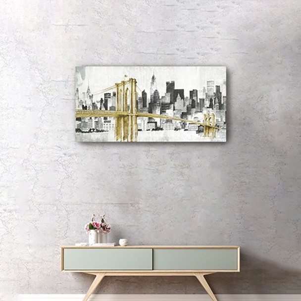 40" NYC Golden Bridge Skyline Canvas Wall Art