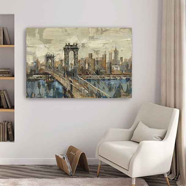 48" Vintage Inspired NYC city skyline Canvas Wall Art