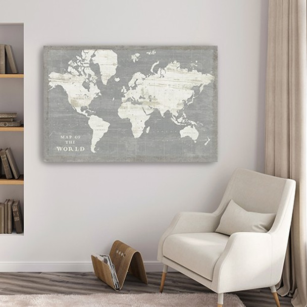 48" Minimalist World Map Canvas Wall Art