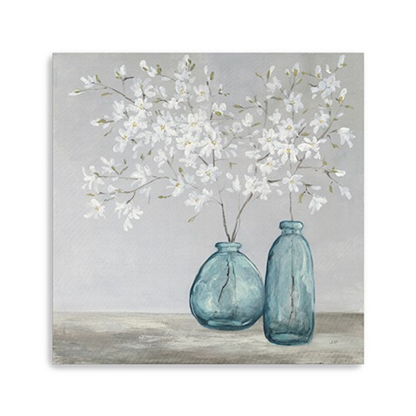 30" White Spring Flowers Canvas Wall Art
