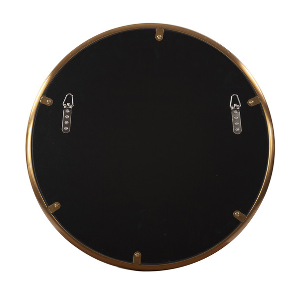 20" Antiqued Brushed Brass Round Wall Mirror