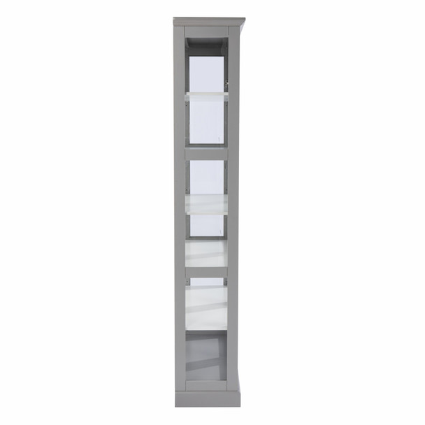 Gray Cornice Molding Double Door Curio Cabinet