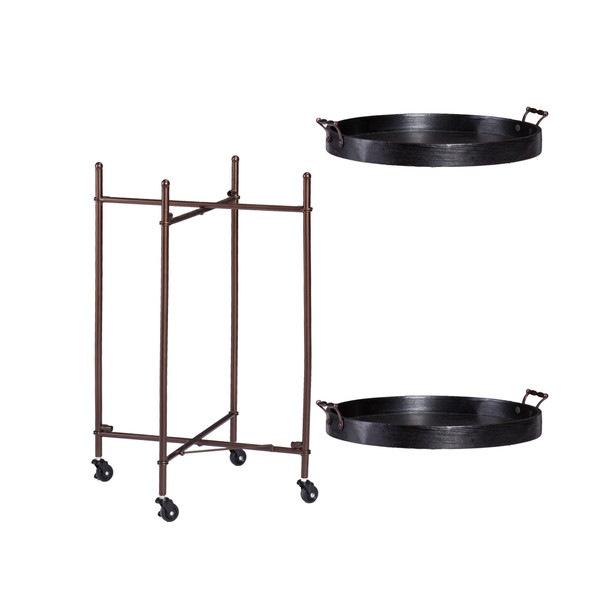 Spyro Black and Bronze Rolling Bar Cart Server