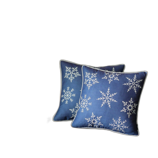 Set of 2 Blue and White Snowflakes Throw Pillows