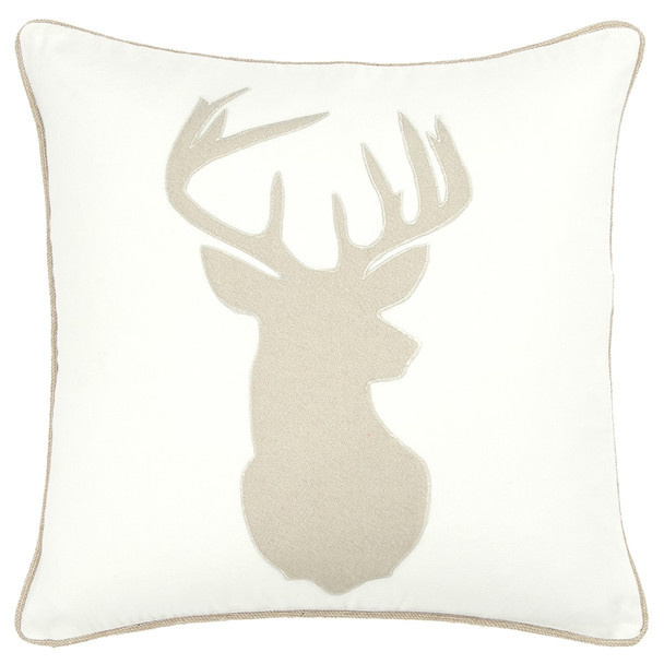 Ivory Tan Reindeer Down Filled Throw Pillow