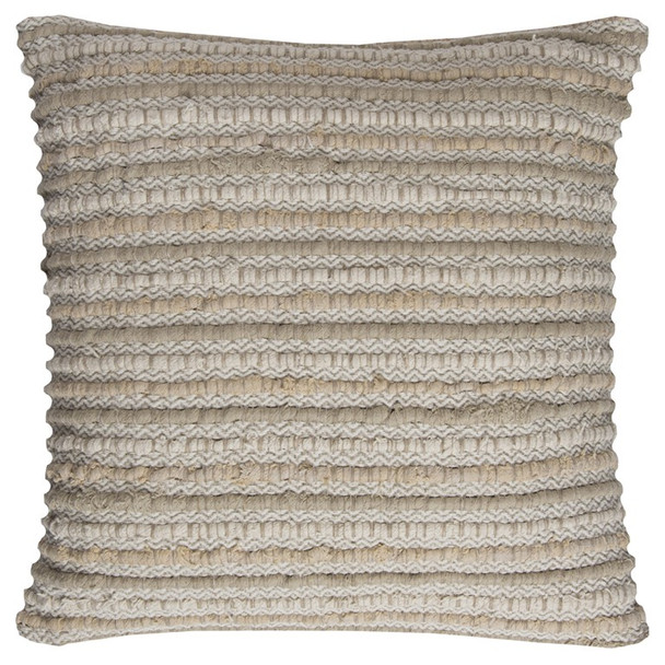 Ivory Beige Nubby Texture Bands Throw Pillow