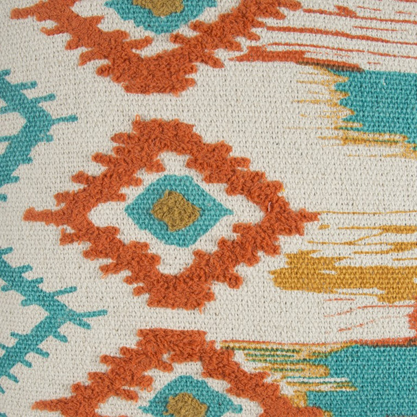 Aqua Orange Ikat Pattern Throw Pillow