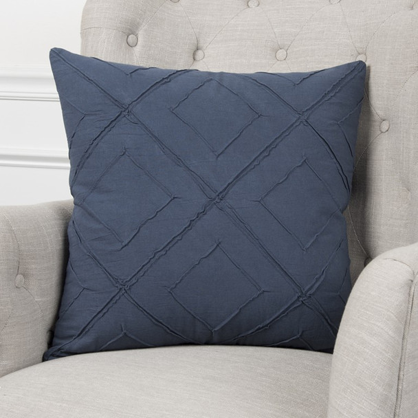 Indigo Pin Tuck Diamond Pattern Throw Pillow