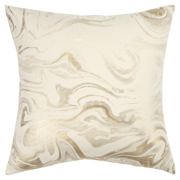 Dreamy Gold and Ivory Marble Pattern Throw Pillow