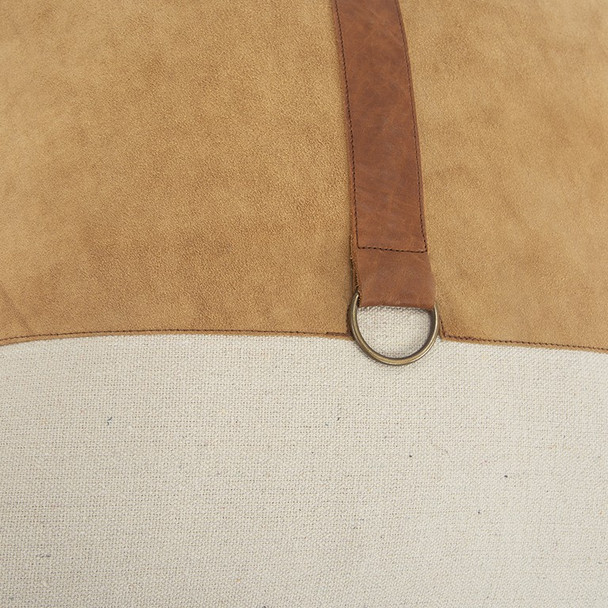 Brown Beige Leather Band Modern Throw Pillow