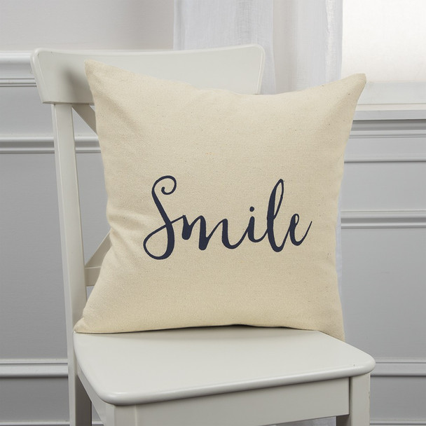 Black Taupe Canvas Smile Throw Pillow