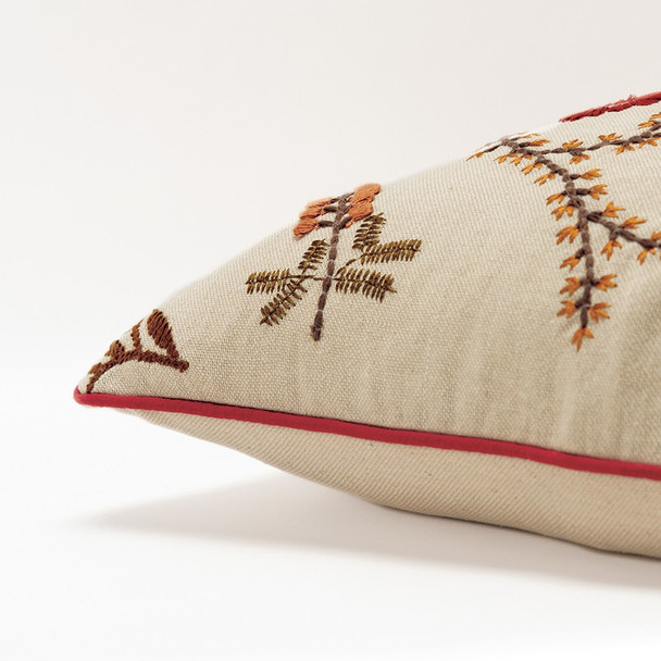 Brown Beige Botanical Sprigs Throw Pillow