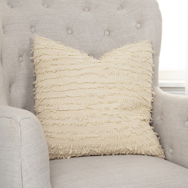 Tan Monochromatic Textured Stripe Throw Pillow