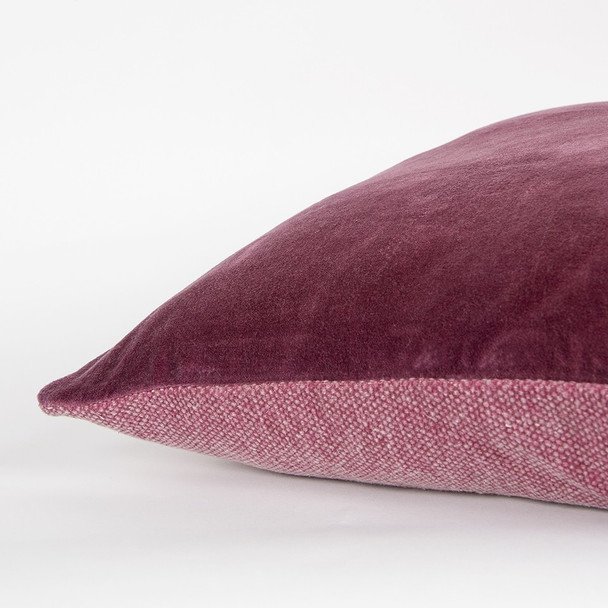 Berry Solid Reversible Cotton Velvet Throw Pillow
