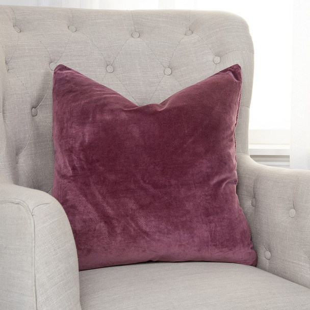 Berry Solid Reversible Cotton Velvet Throw Pillow