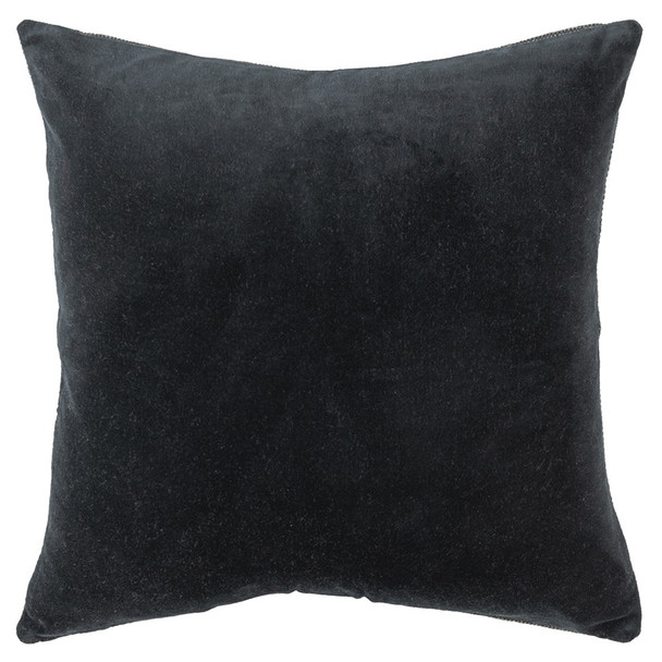 Black Solid Reversible Cotton Velvet Throw Pillow