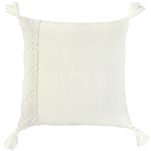 Ivory Accent Stitch Color Block Throw Pillow