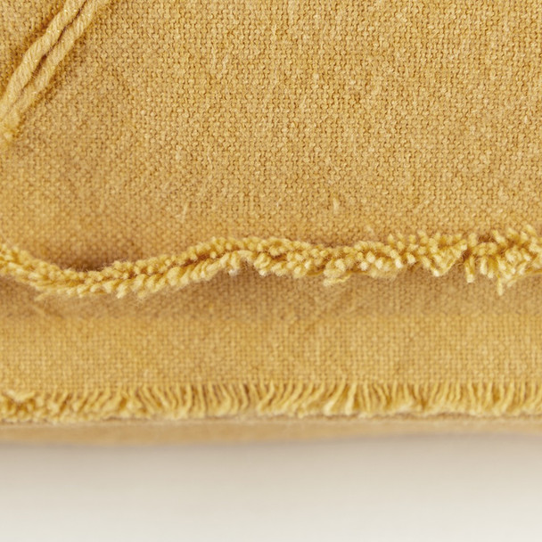 Yellow Botanical Pattern Embroidered Lumbar Pillow