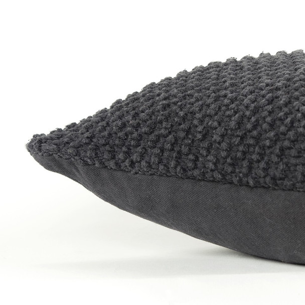 Black Nubby Textured Modern Throw Pillow