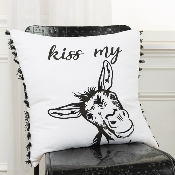 Black and White Humorous Donkey Throw Pillow
