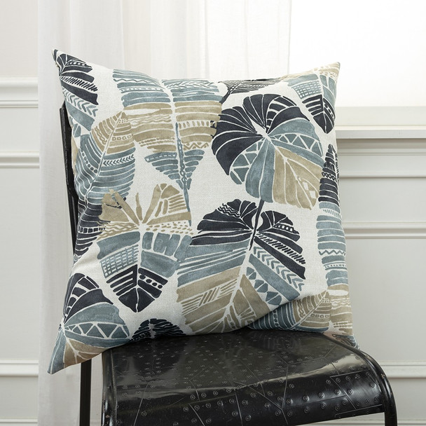 Gray Tropical Leaves Indoor Outdoor Throw Pillow