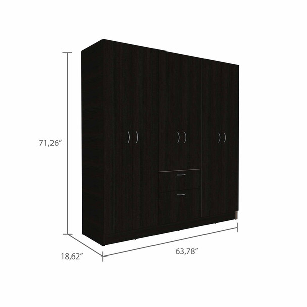 Black and White Tall Six Door Closet Wardrobe Center