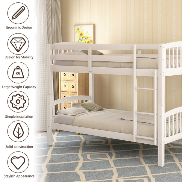 White Twin Over Twin Bunk Bed