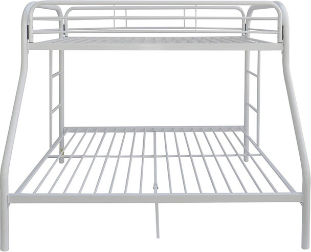 White Twin XL Over Queen Size Metal Bunk Bed