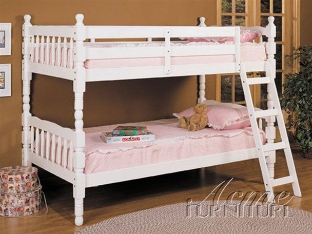 White Twin Over Twin Classic Bunk Bed