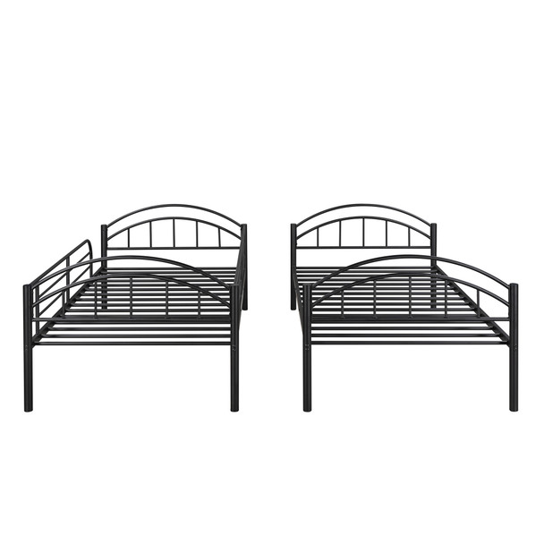 Black Modern Classic Twin Over Twin Metal Bunk Bed