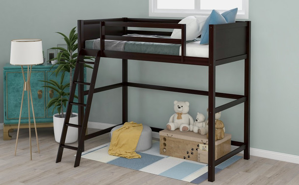 Brown Twin Size Hight Loft Bed