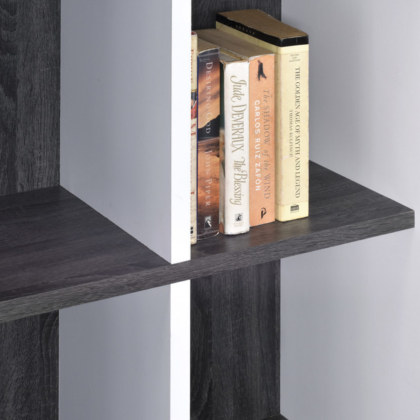 Modern Dark Gray and White Four Cube Storage Bookshelf