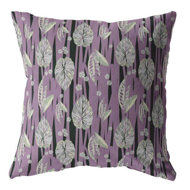 18 Lavender Black Fall Leaves Zippered Suede Throw Pillow