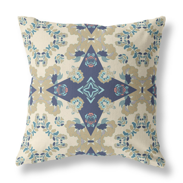 20 Sand Navy Diamond Star Indoor Outdoor Zippered Throw Pillow