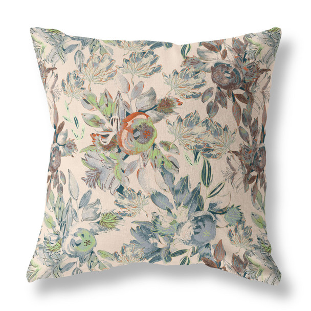 18 Green Brown Florals Indoor Outdoor Zippered Throw Pillow