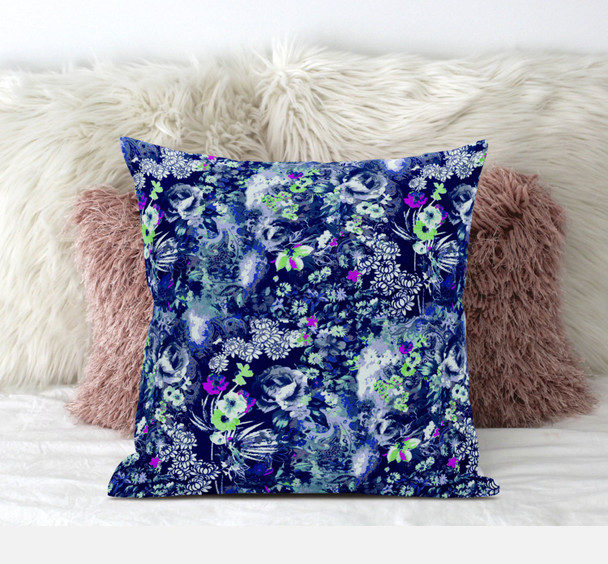 20" Purple Blue Springtime Suede Throw Pillow