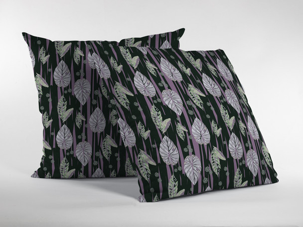 16 Black Purple Fall Leaves Indoor Outdoor Throw Pillow