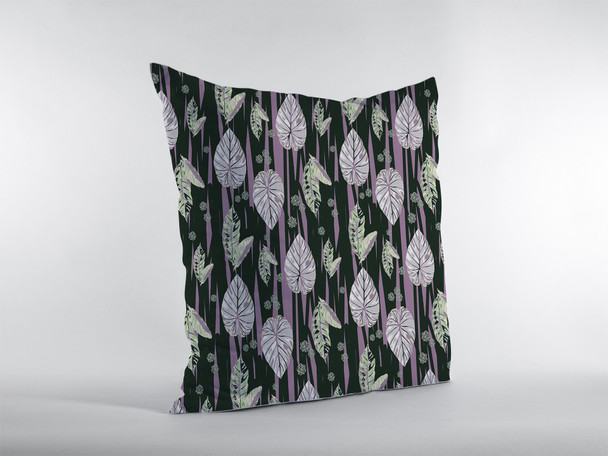 16 Black Purple Fall Leaves Indoor Outdoor Throw Pillow