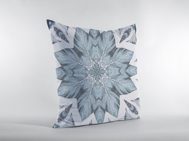 18" Blue Floral Forest Indoor Outdoor Zippered Throw Pillow