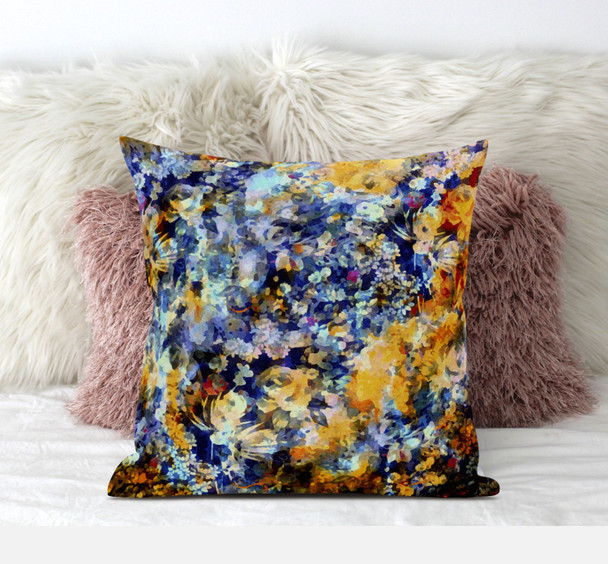 18" Orange Indigo Springtime Zippered Suede Throw Pillow