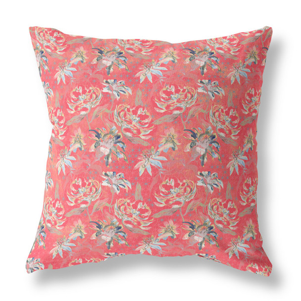 20 Salmon Red Roses Indoor Outdoor Throw Pillow