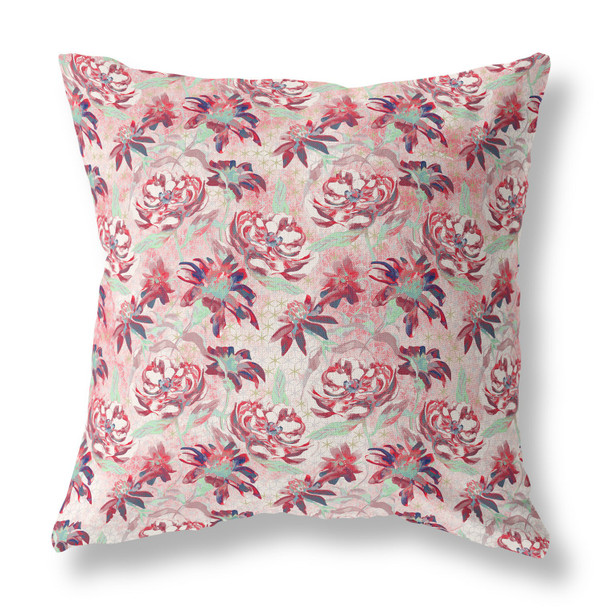 18 Red White Roses Indoor Outdoor Throw Pillow