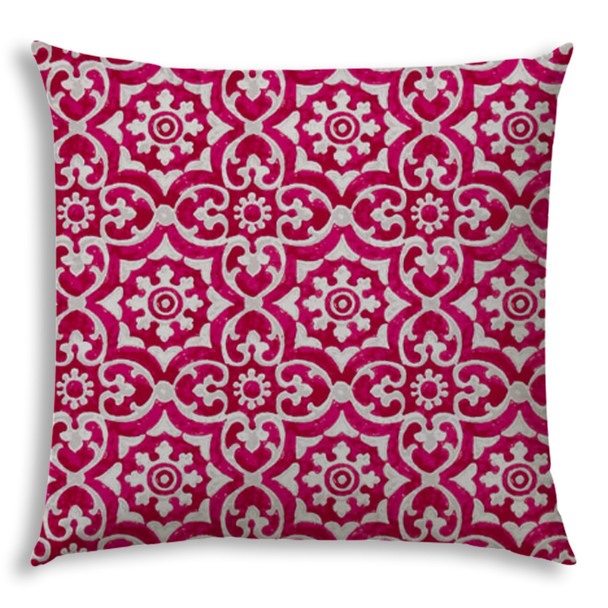 20 Pink Medallion Indoor Outdoor Zippered Pillow