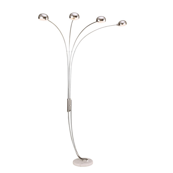 Four Light Curved Silver Floor Lamp