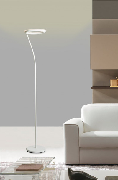 White Metal Floor Lamp with Halo Shade