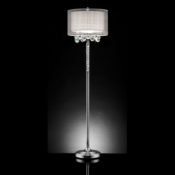 Chic Silver Floor Lamp with Crystal Accents and Silver Shade