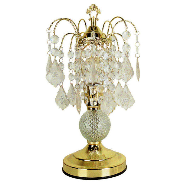 Vintage Gold Glass Chandelier Table Lamp